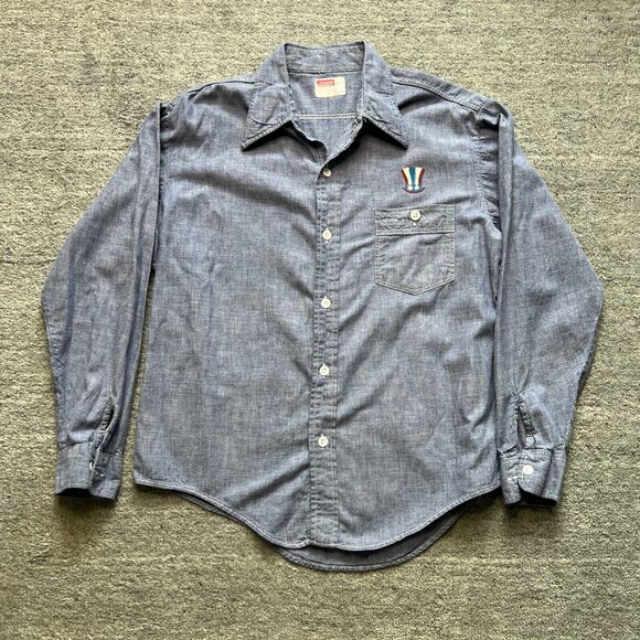 Montgomery Ward Embroidered Long Sleeve Aztec Bird Button Up Shirt Large L - Picture 1 of 5